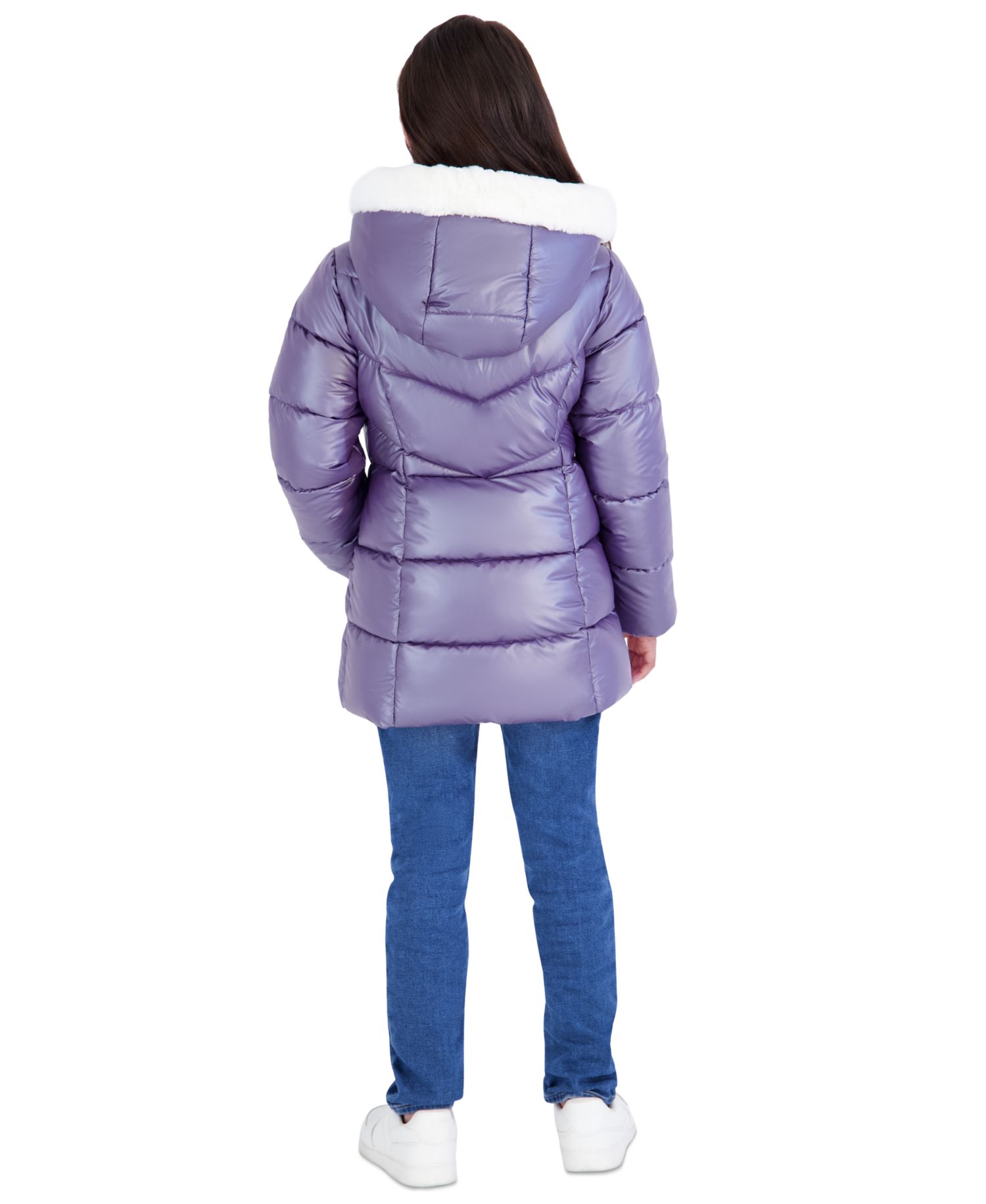 Toddler Girls' 2T-5T Pearlized Fabric Stadium Length Heavy Weight Jacket