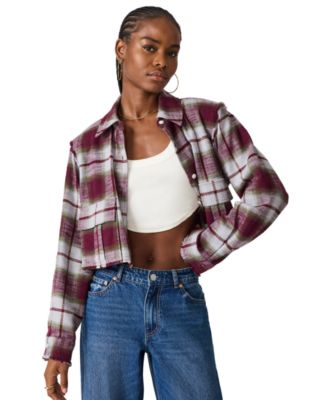 Women's Marlow Plaid Button-Up Cropped Top