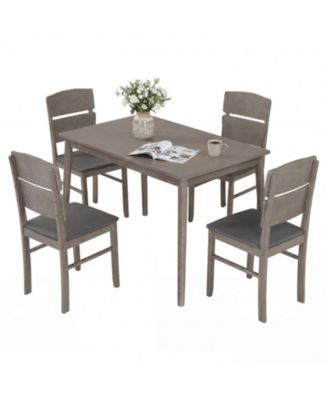 5-Piece Dining Table Set with High Curved Back Chairs for 4 People
