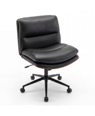 Armless Office Chair with Curved Backrest and Padded Wide 23in x 17.5 Inch Seat