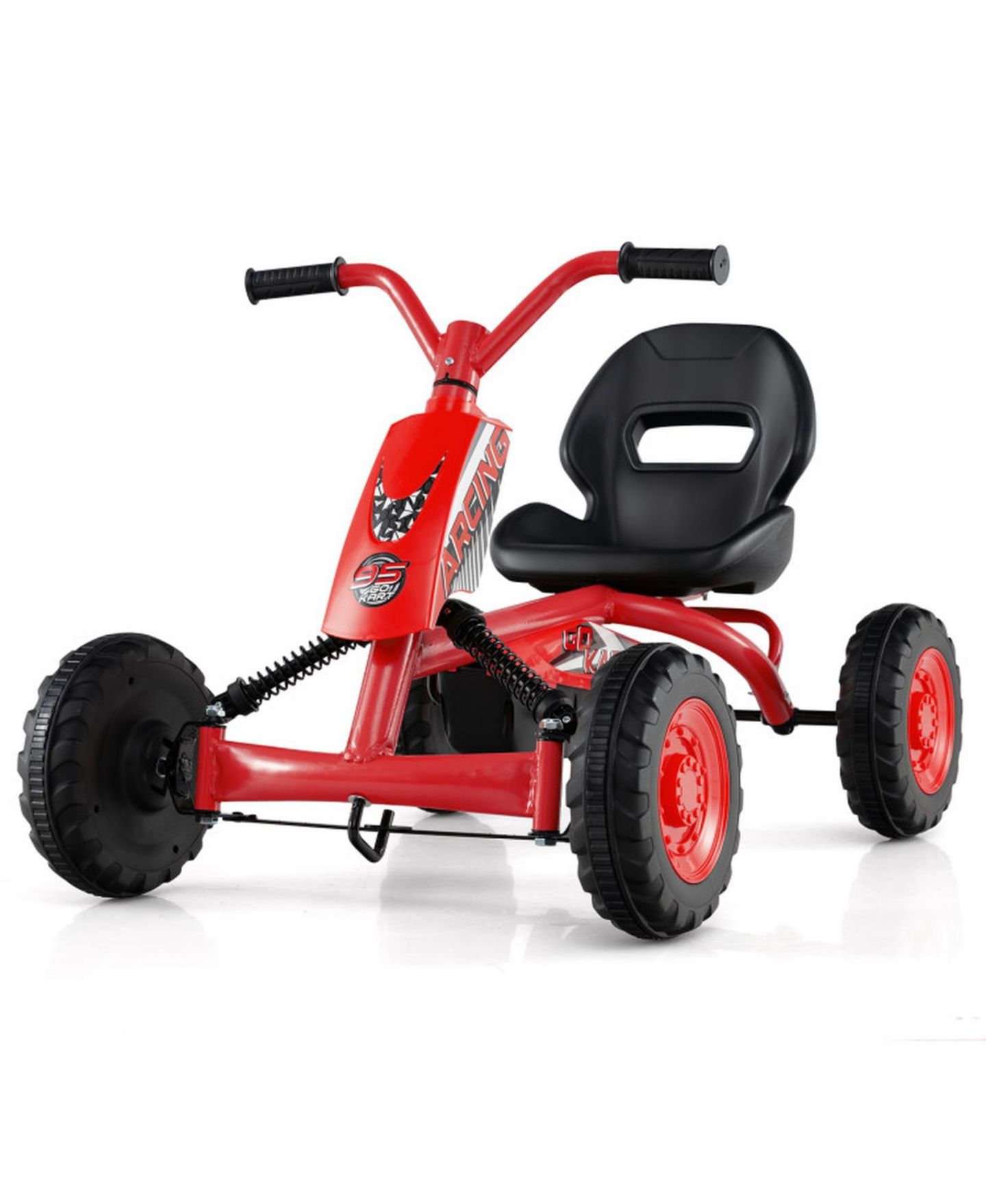 Детская игрушка SUGIFT Kids 4-Wheel Go Kart with Adjustable Seat and Steering Handlebars, Supports up to 66 lbs, Ages 3+, цвет: Красный — фото 10