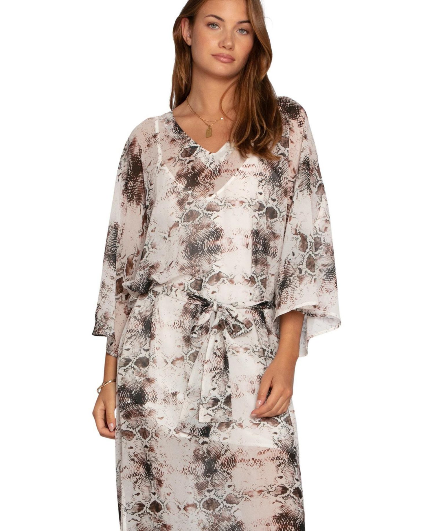 Women's Heart on Fire Snake Print Kaftan