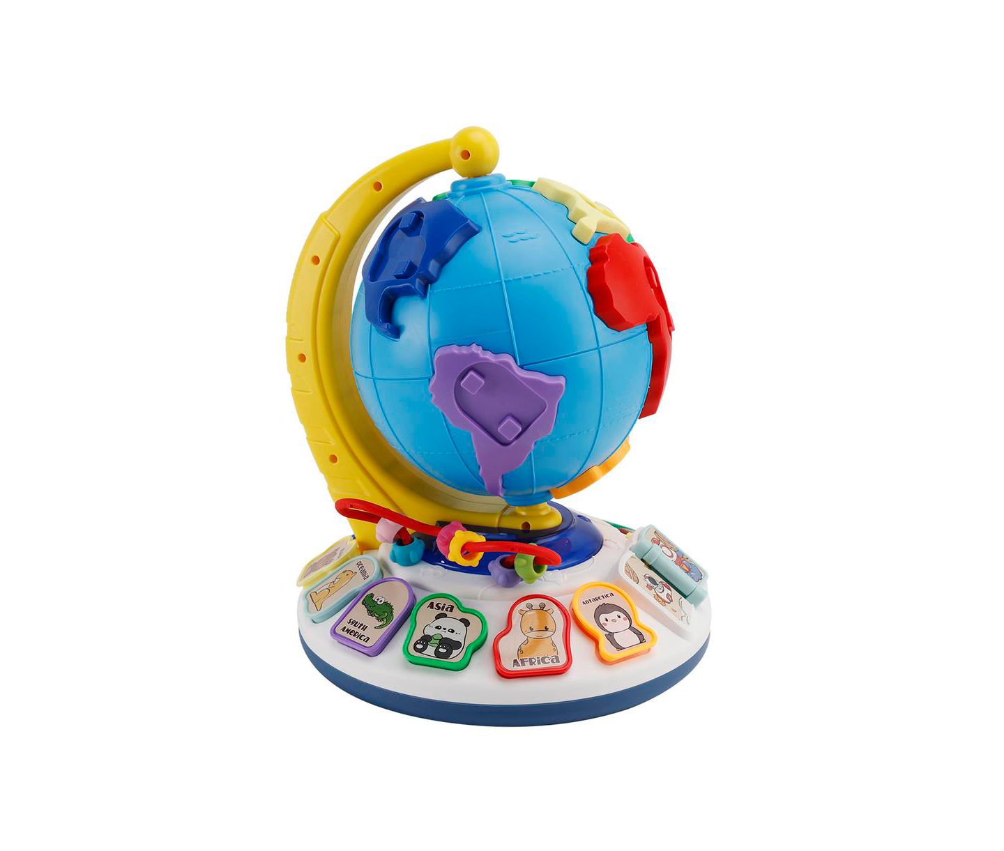 Детская игрушка Bruce & Shark 5-in-1 Interactive Globe with Light & Sound, Piano, Puzzle, Bead Maze Toy, цвет: Синий — фото 1