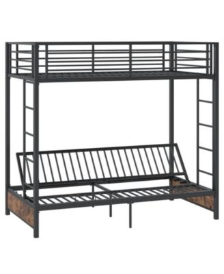 Twin Size Heavy Duty Metal Bunk Bed with Headboard and Footboard