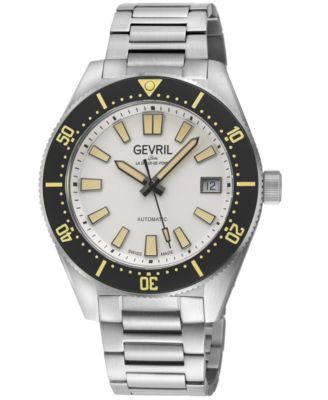Men's Swiss Made Mariner Row Swiss Automatic Silver Stainless Steel Bracelet Watch