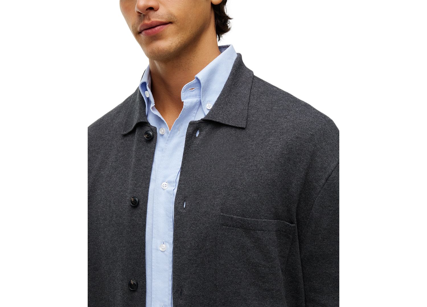 Men's Essential Cotton Coat Front Sweater