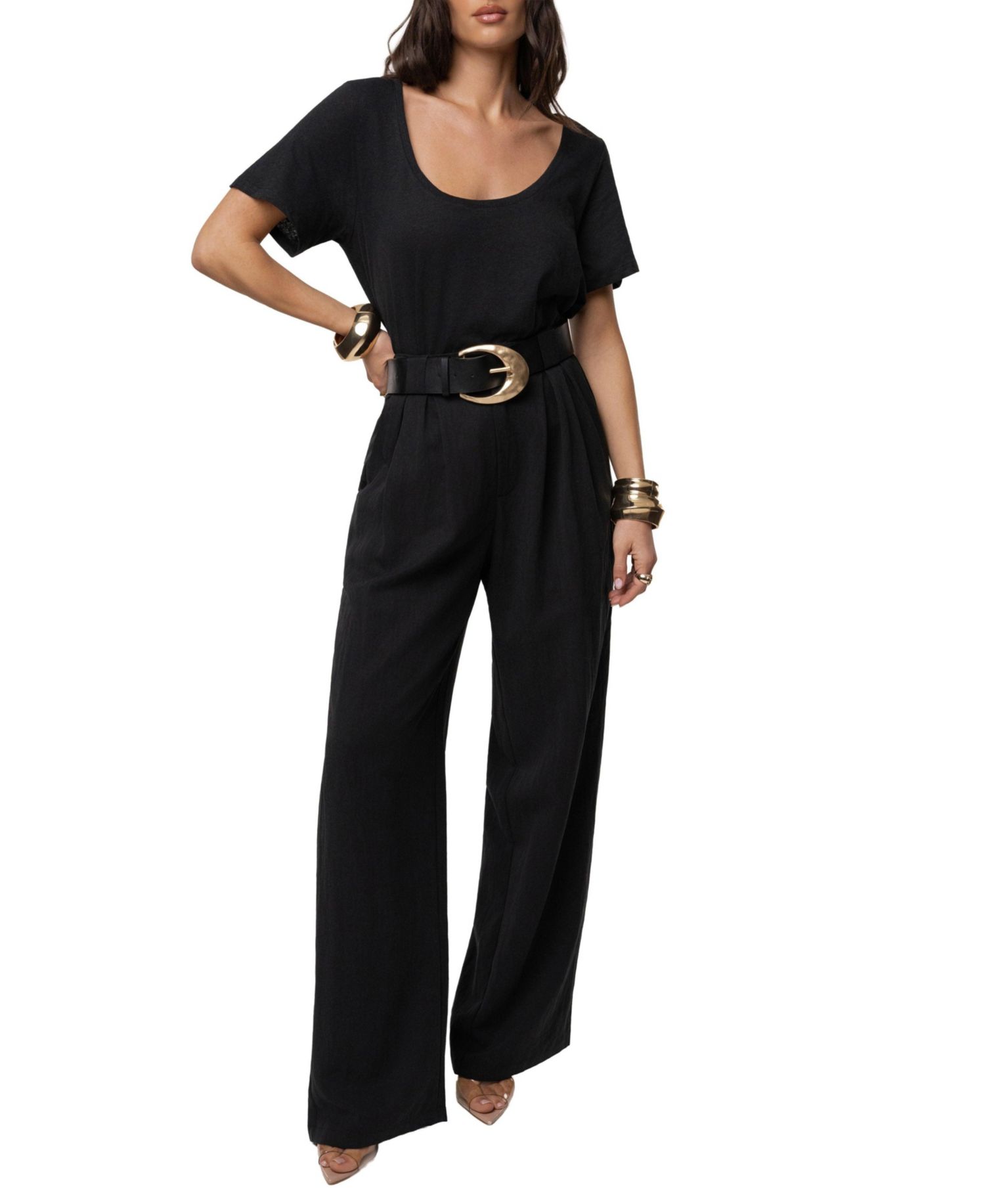Women's High-Waist Wide-Leg Pleated Stay Ready Trouser