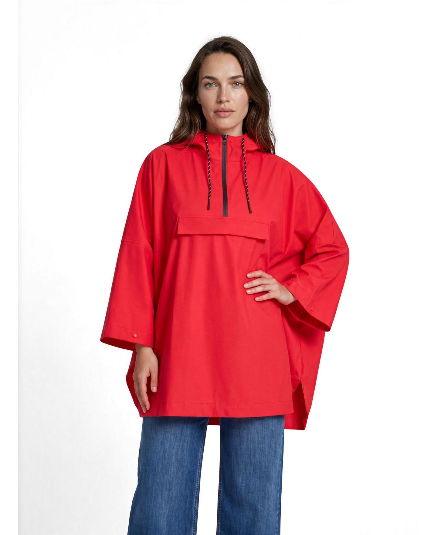 Женские куртки Masai Copenhagen Zip-Front Hooded Poncho, цвет: Poinsettia — фото 1
