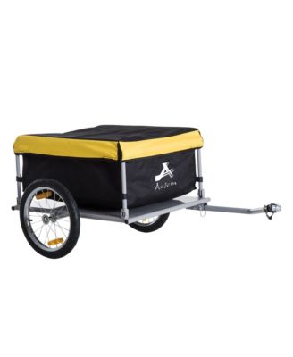 Bicycle Cargo Trailer, Yellow, Two-Wheel Bike Luggage Wagon with Removable Cover
