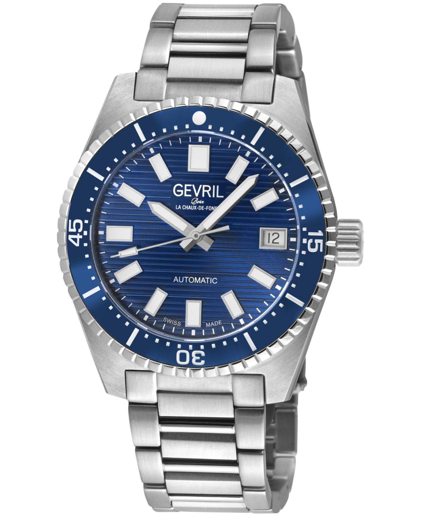 Мужские часы Gevril Swiss Made Atlantic Avenue Swiss Automatic Silver Stainless Steel Bracelet Watch — фото 1
