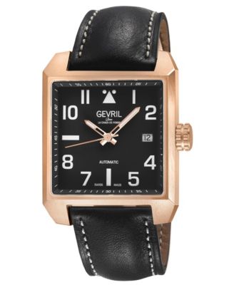 Men's Swiss Made Herald Square Swiss Automatic Italian Leather Strap Watch