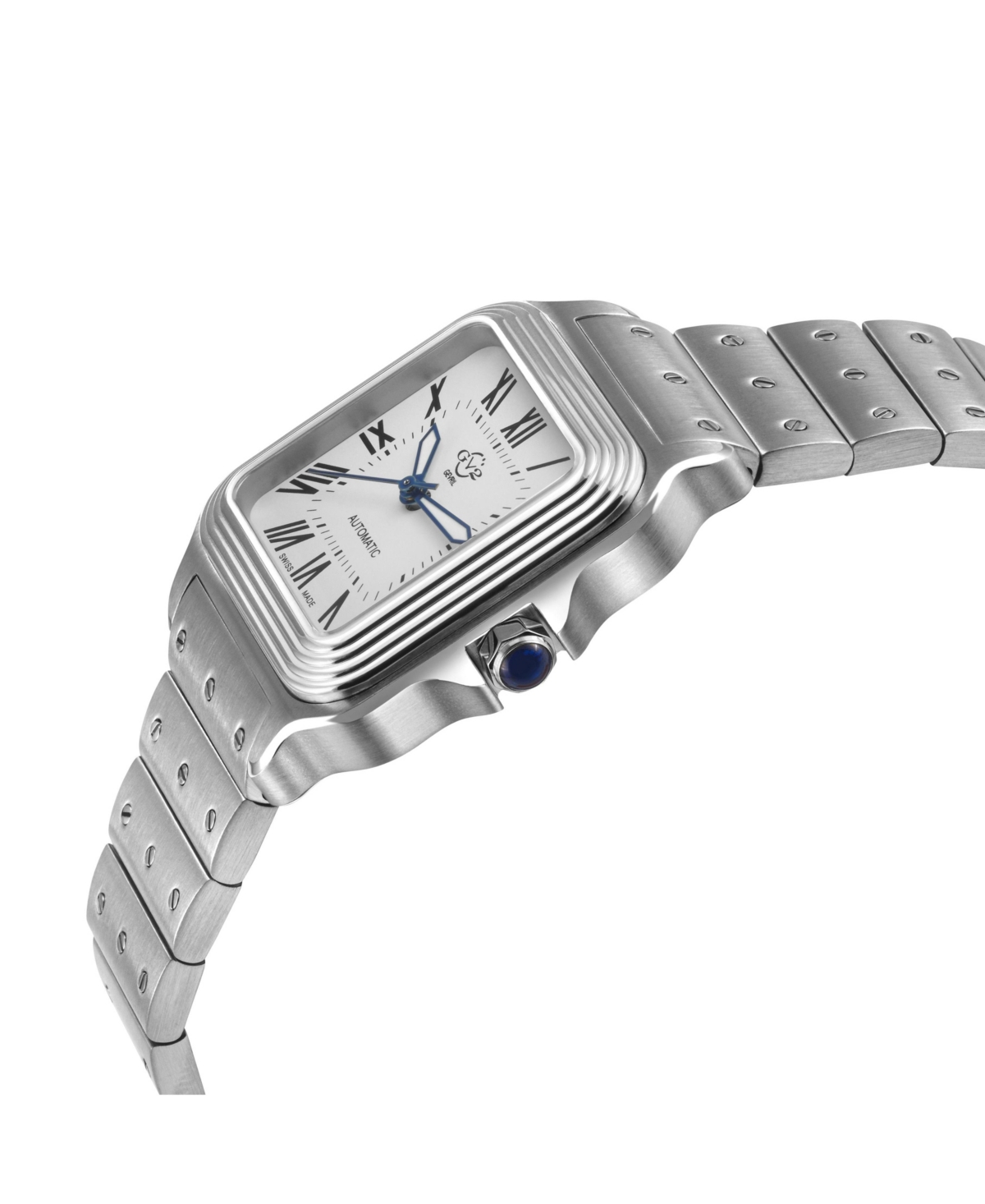 GV2 by Gevril Men's Swiss Made Lusso Lx Swiss Automatic Silver Stainless Steel Bamboo links Bracelet Watch