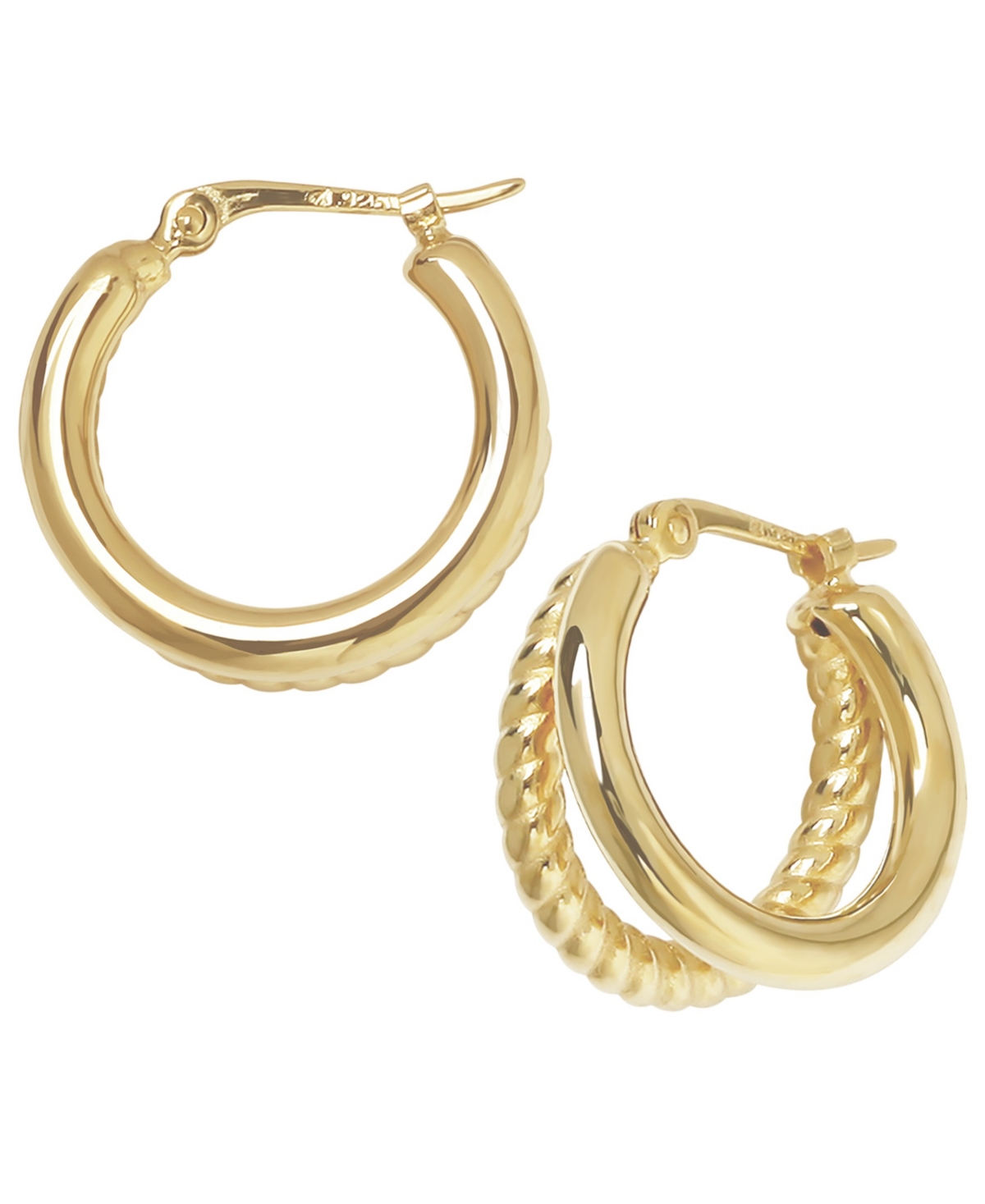 Macy's Sculptured Double Tube Twist Hoop Earrings in 14k Yellow Gold - Yellow Gold