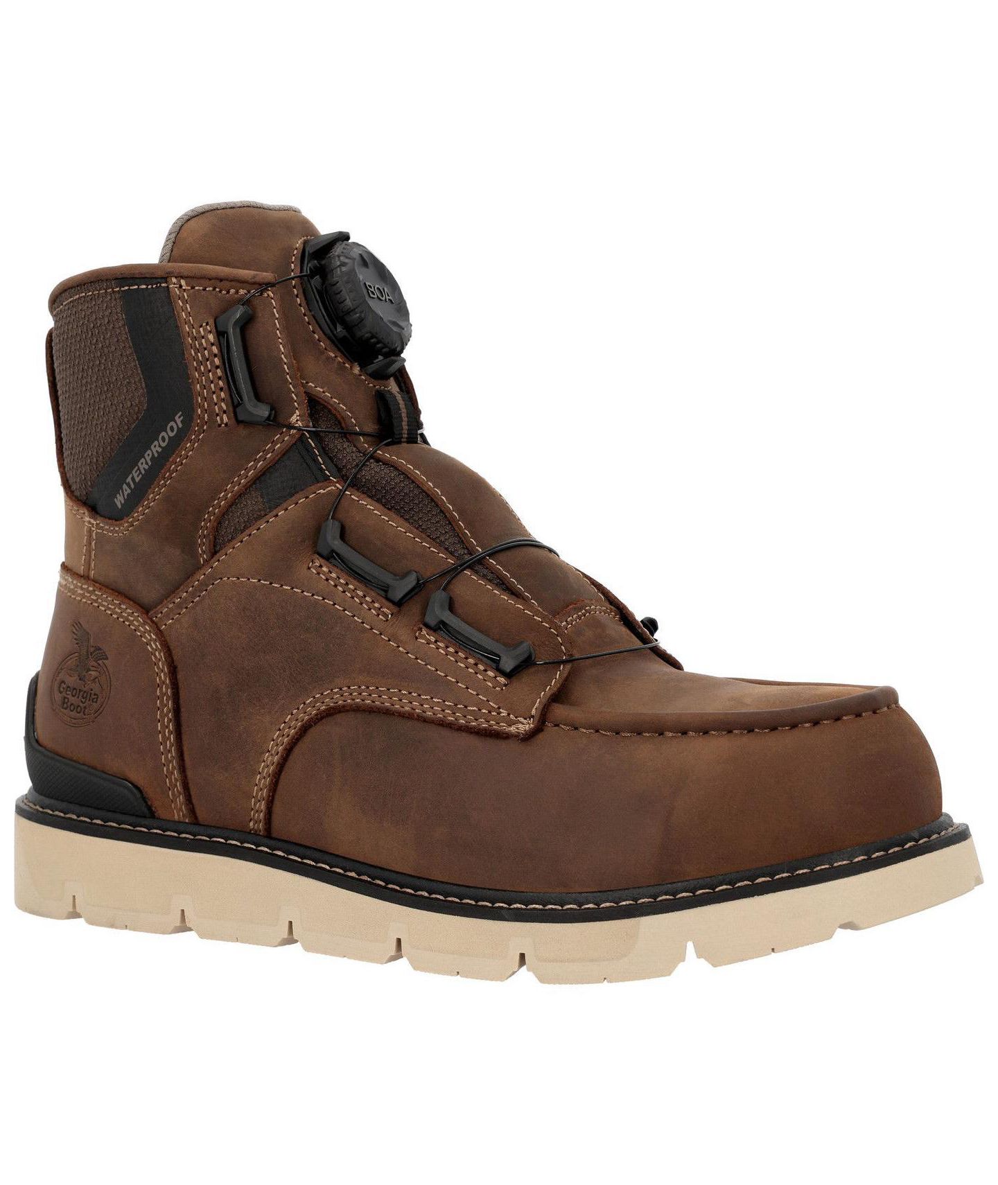 Мужские ботинки GEORGIA BOOT Carbon Flex BOA Waterproof Moc-Toe Work Boot, цвет: Коричневый — фото 6