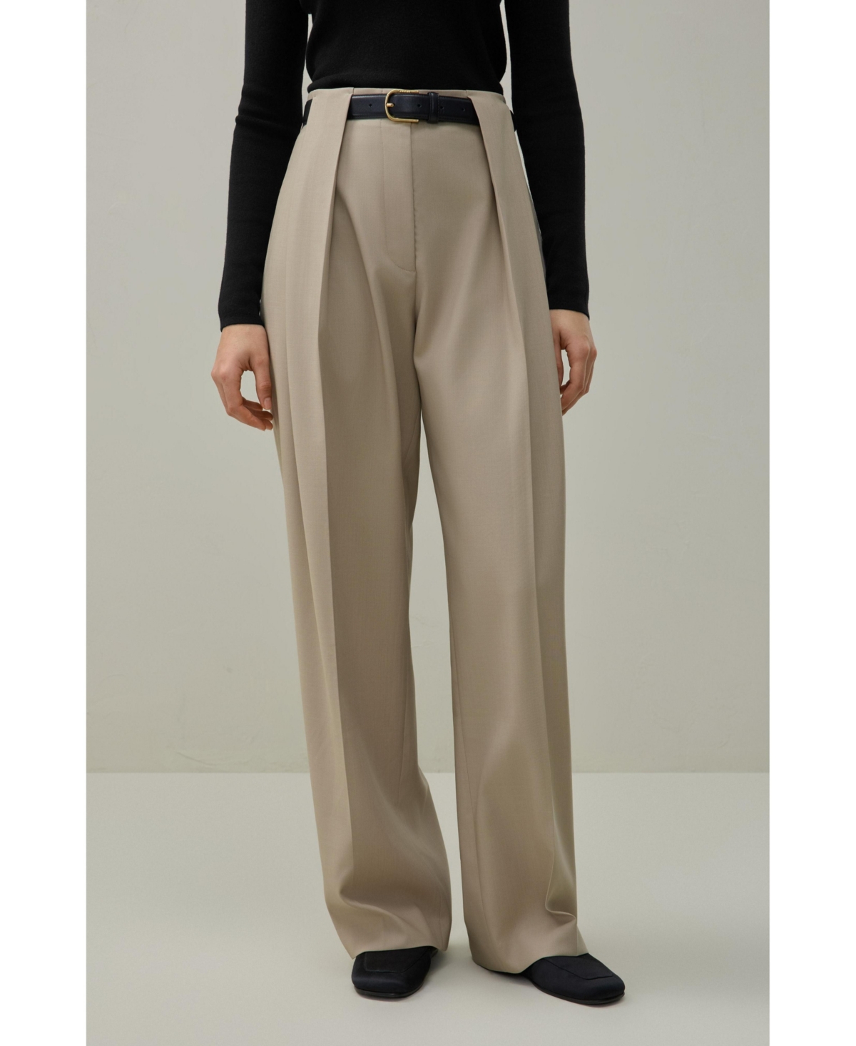 Lilysilk Women's Box Pleated Silk-Wool Trouser