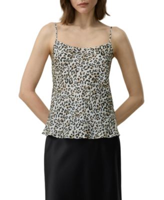 Women's Leopard Print V-Neck Sleeveless Silk Camisole