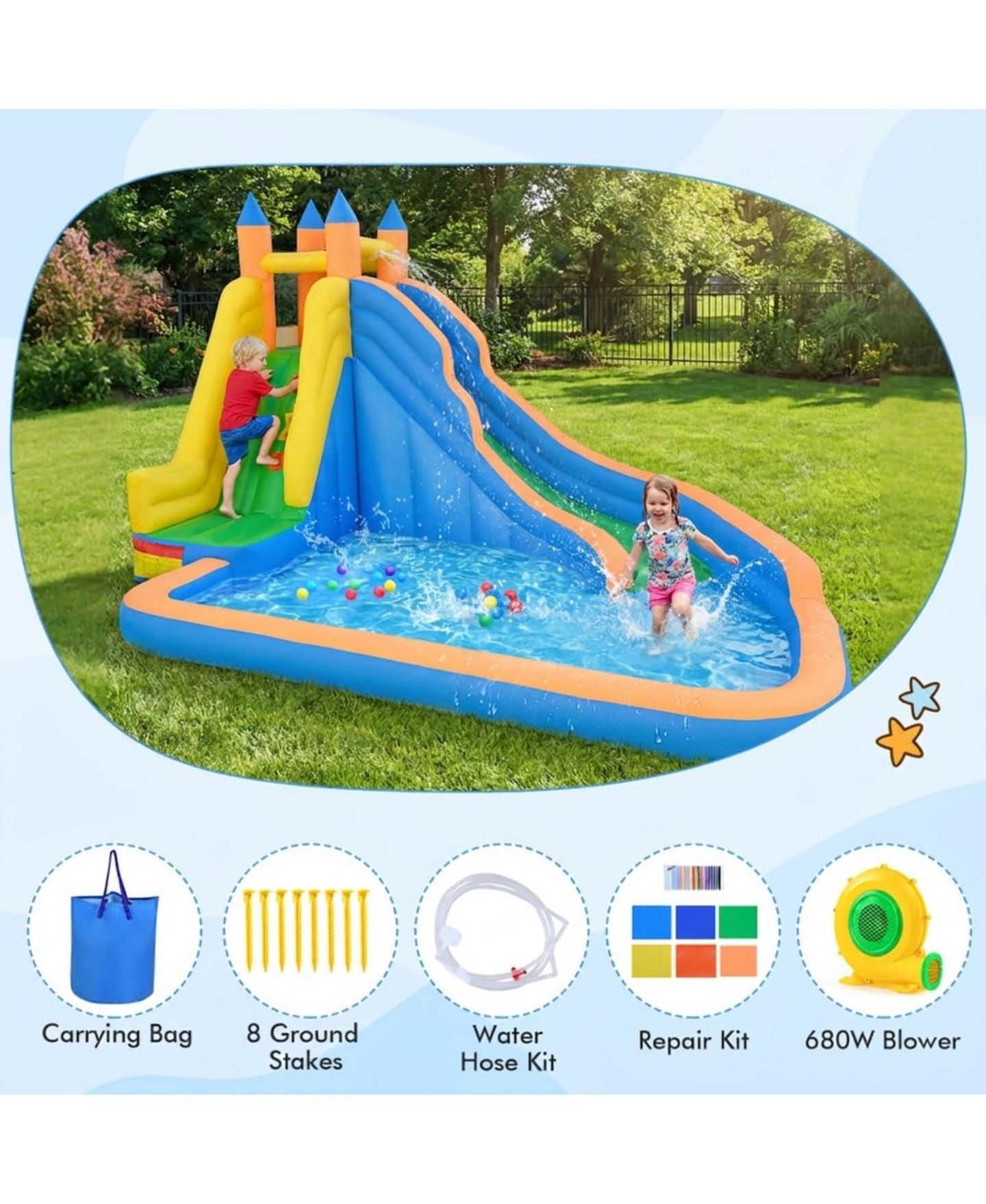 Детская игрушка SUGIFT 3-in-1 Inflatable Water Slide with Climbing Wall, 157.5"L x 121.5"W x 96.5"H, Ages 3-10, цвет: Open Miscellaneous — фото 5