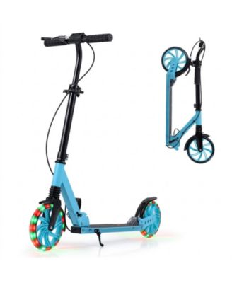 Foldable Kick Scooter for Kids Teens Adults Age 8+ with 8in Light-up Wheels and 4-Level Handlebar