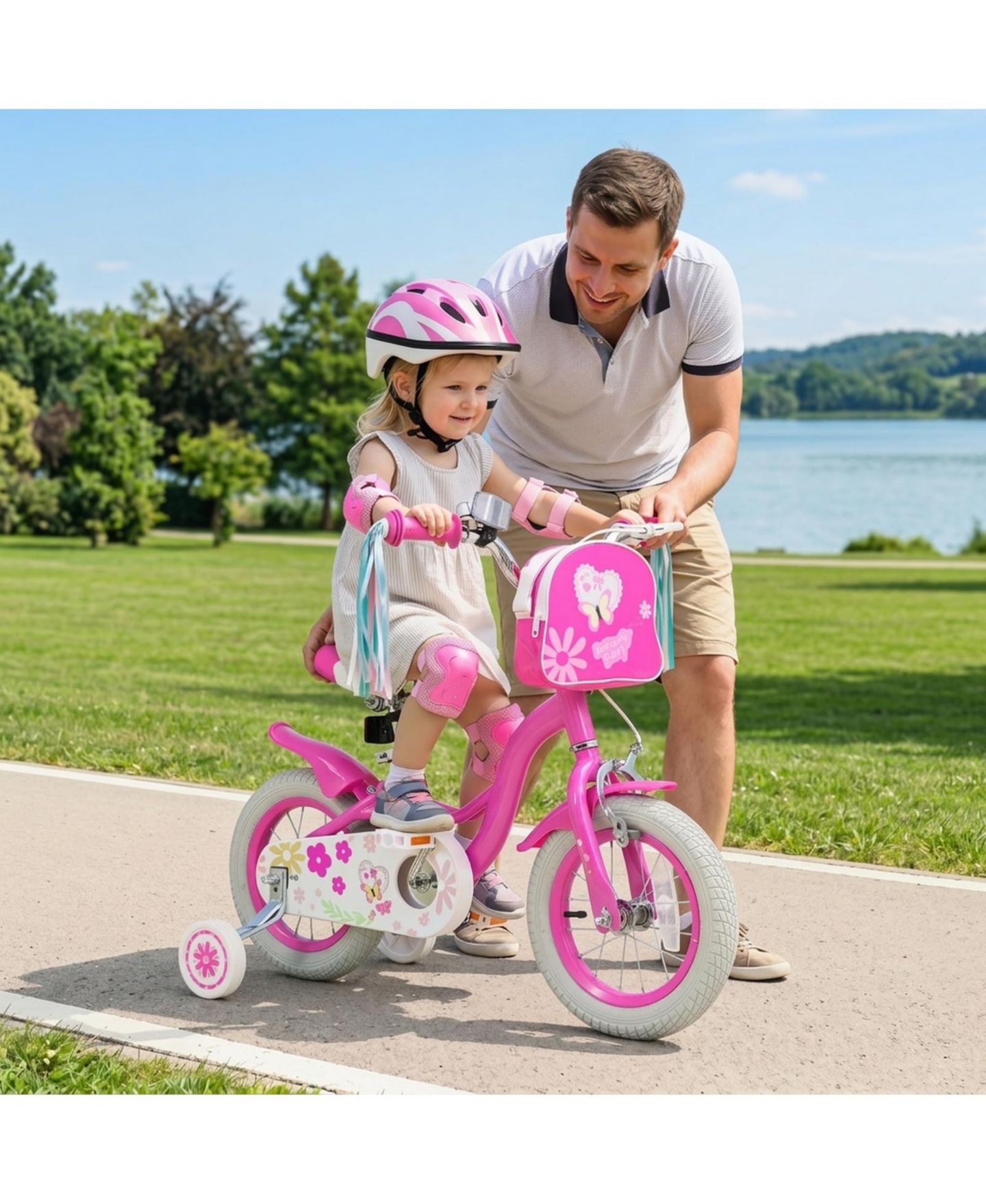 Детские игрушки SUGIFT 12" Girls Bike with Front Bag and Streamers, Ages 3-4, цвет: Розовый — фото 9