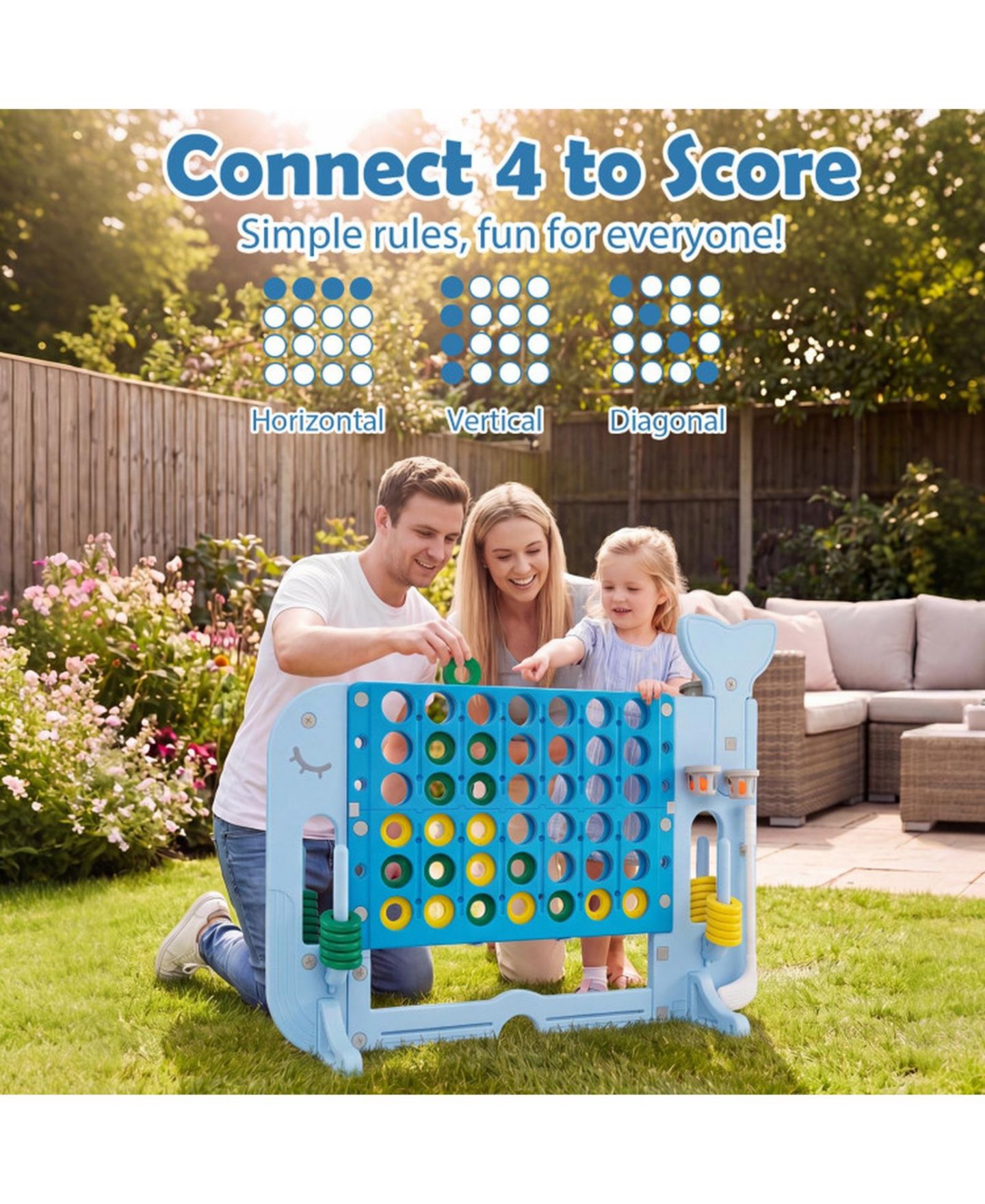 Детские игрушки SUGIFT 4-In-1 Jumbo 4-To-Score Game Set, Adjustable Height, Ages 3+, цвет: Синий — фото 7