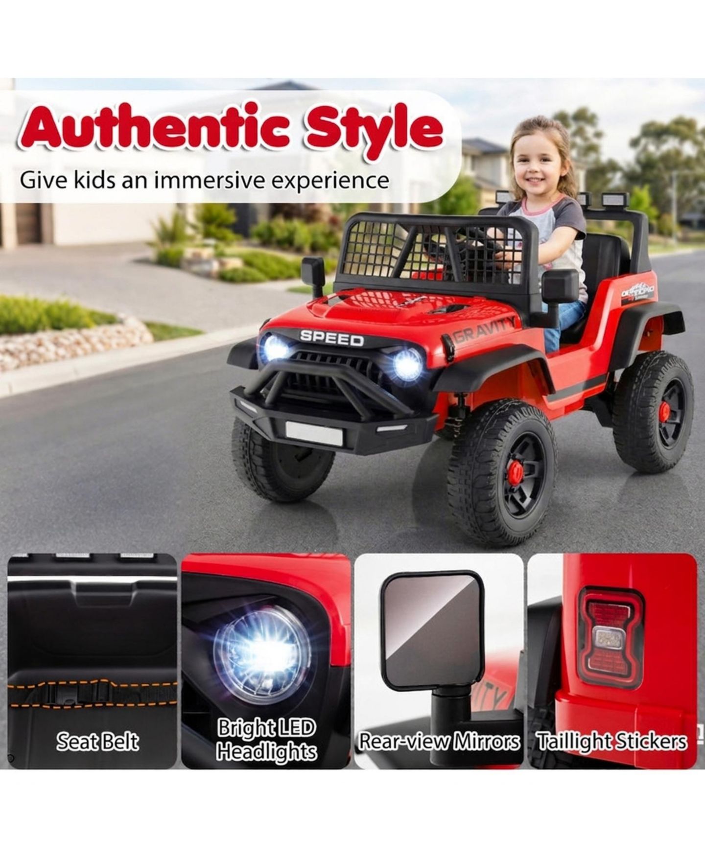 Детская игрушка SUGIFT 24V Kids Ride-On Car with Parent Remote Control and Music, Ages 3+, цвет: Красный — фото 4