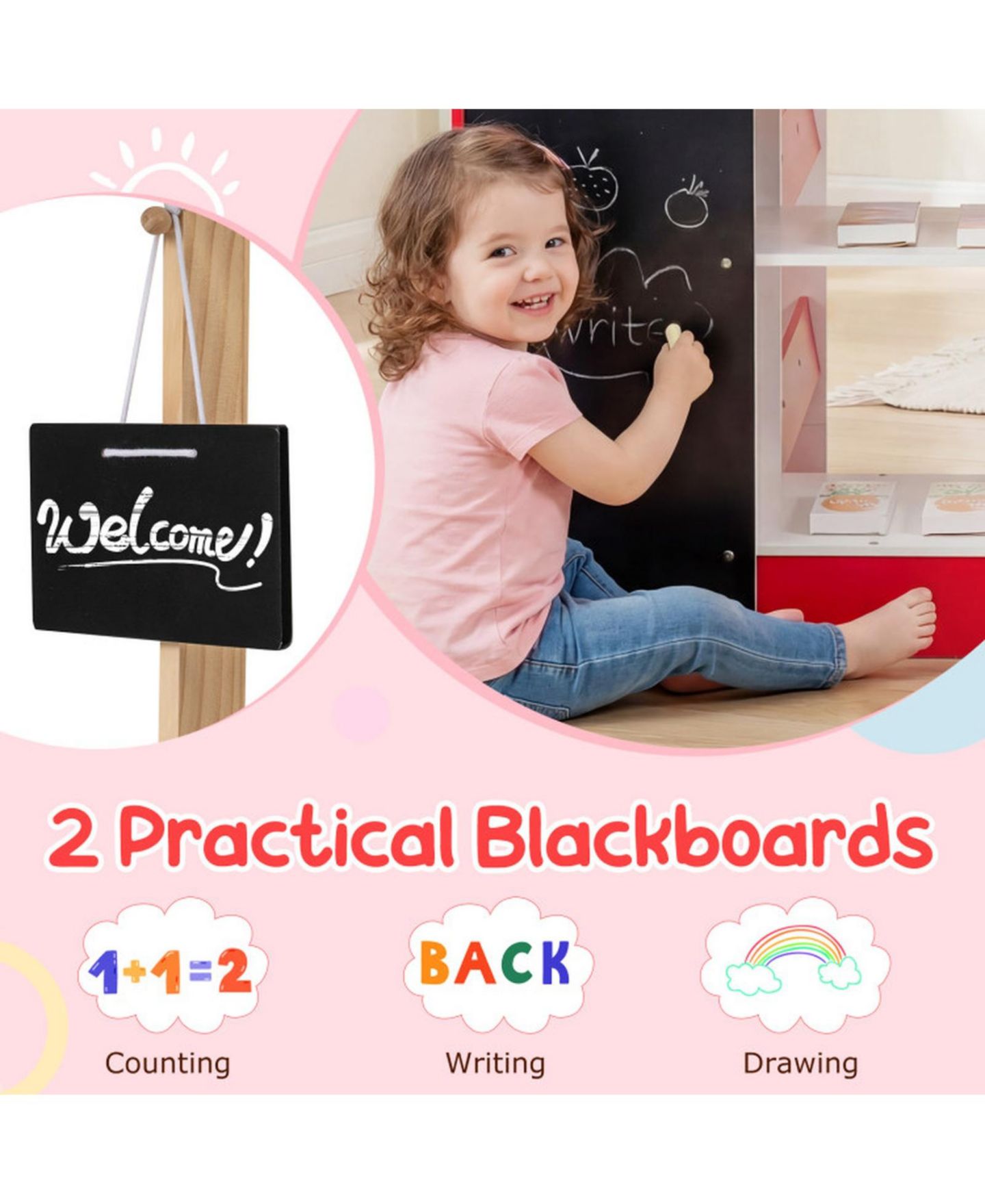 Детский игровой набор SUGIFT Wooden Grocery Store Interactive Playset with Shopping Cart, Ages 3+, цвет: Красный — фото 6