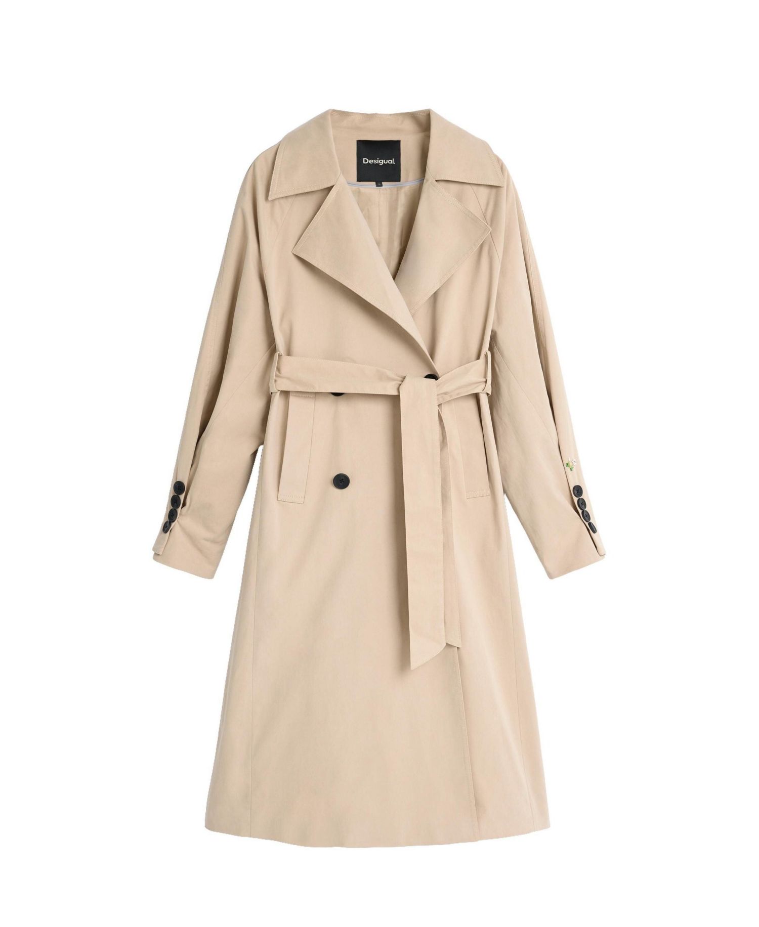 Women's Double-Breasted Long Unlined Cotton-Blend Trench Coat