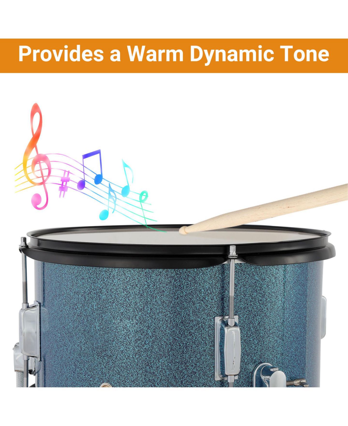Детские игрушки homfan Kids Junior 5-Piece Hardwood Drum Kit, от 3 лет, цвет: Синий — фото 8