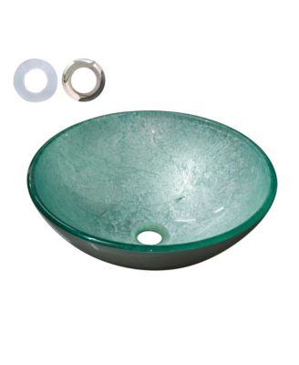 Ice Crackle Tempered Glass Vessel Sink Round Artistic Textured Bathroom Sink Bowl Countertop Vanity Basin