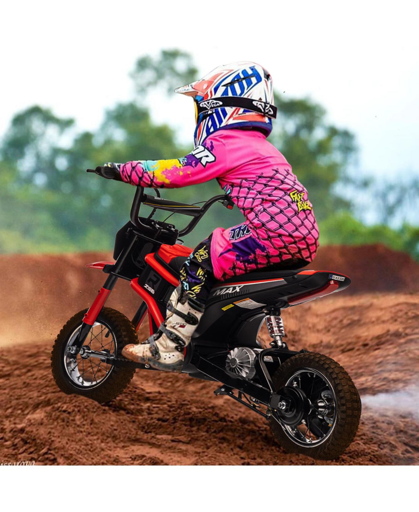 Детская игрушка homfan 24V 350W Electric Dirt Bike with 3-Speed Modes and Shock-Absorbing Suspension, Ages 8-14 — фото 4