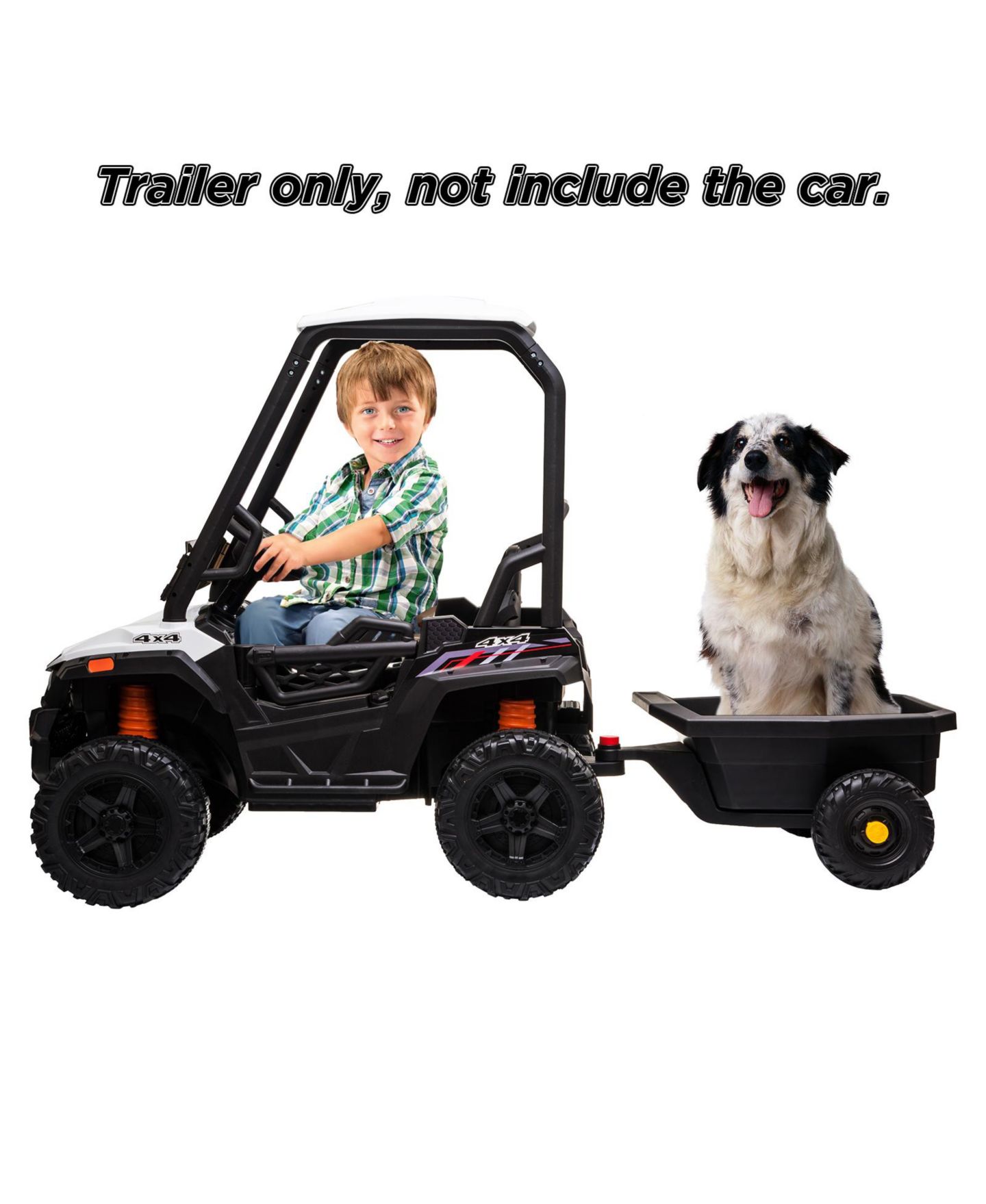 Детская игрушка homfan 12V Ride-On Trailer with Locking Hitch Pin, 24.02" x 17.72" x 9.45", 30 pounds, Ages 3-8, цвет: Чёрный — фото 2