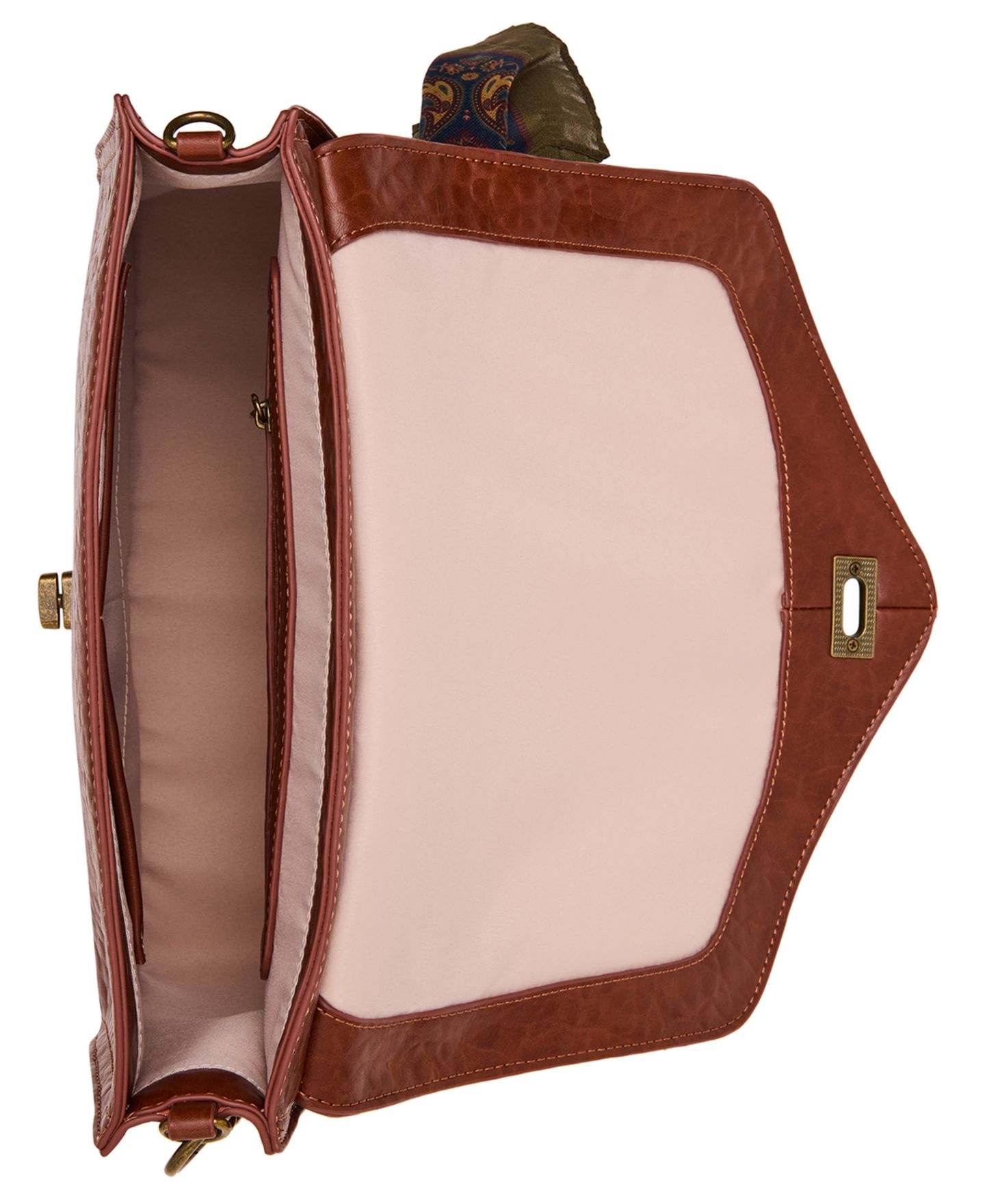 Женская сумка Steve Madden Theia Flap Small Satchel Handbag, цвет: Коньячный — фото 4