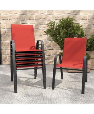 4 Pack Teslin Patio Dining Chairs, 350LB Rustproof Metal Chairs with Ergonomic Lumbar Seat
