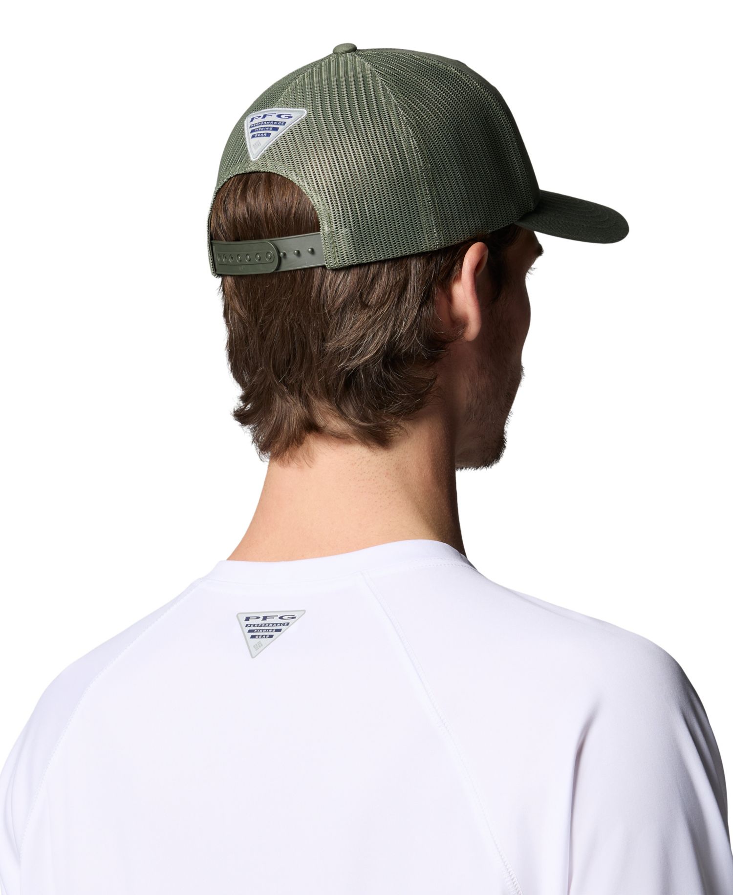 Men's Royal and White PFG Fish Flag COOLMAX Trucker Snapback Hat