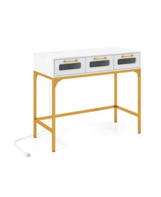 Modern Console Table with LED Lights and Charging Station