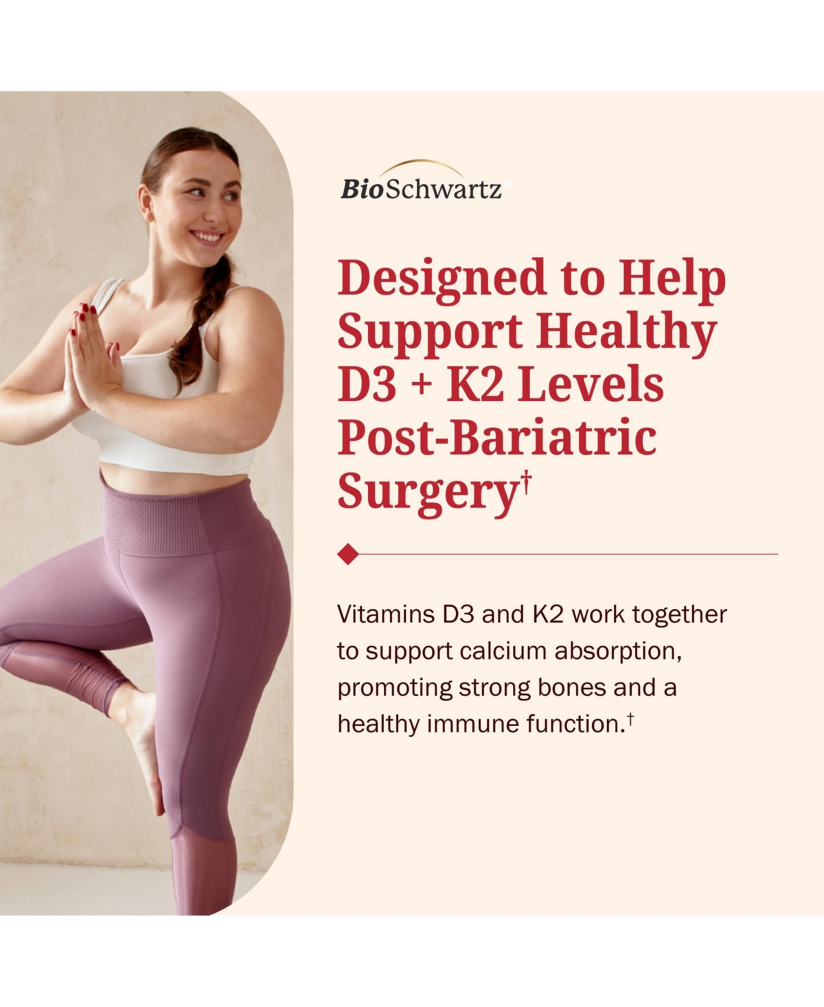 BioSchwartz Bariatric D3 Plus K2 Dissolvable Tablets, Support Post Bariatric Wellness Routine, Cherry Strawberry Flavor, 90 Tablets