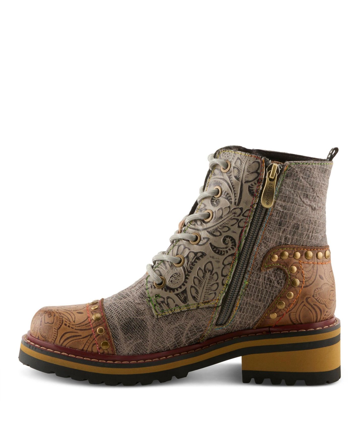 Женские ботинки L'Artiste Spring Step Rugup Booties with Genuine Leather Upper, цвет: Бежевый разноцветный — фото 2