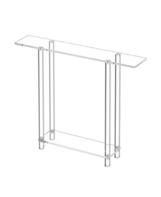 Modern Clear Acrylic Console Table with Bottom Storage Shelf, Slim Side Desk for Foyer Hallway