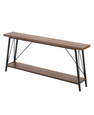 Long Narrow Sofa Table with Shelves, Industrial Entryway Console Table for Bedroom and Living Room