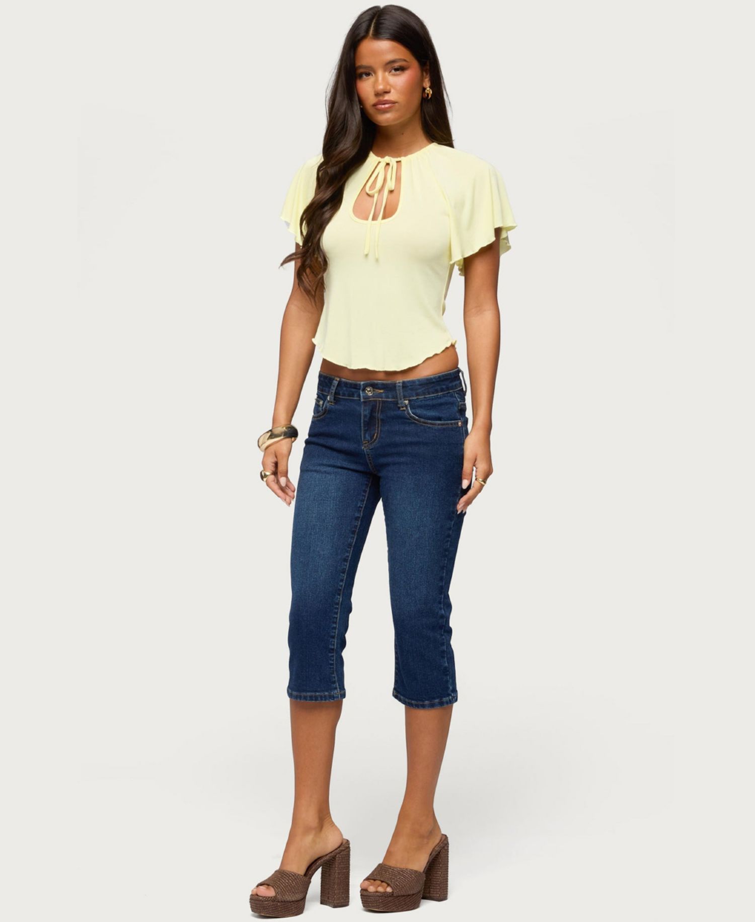 Women's Roye Keyhole Tie-Front Flutter Top