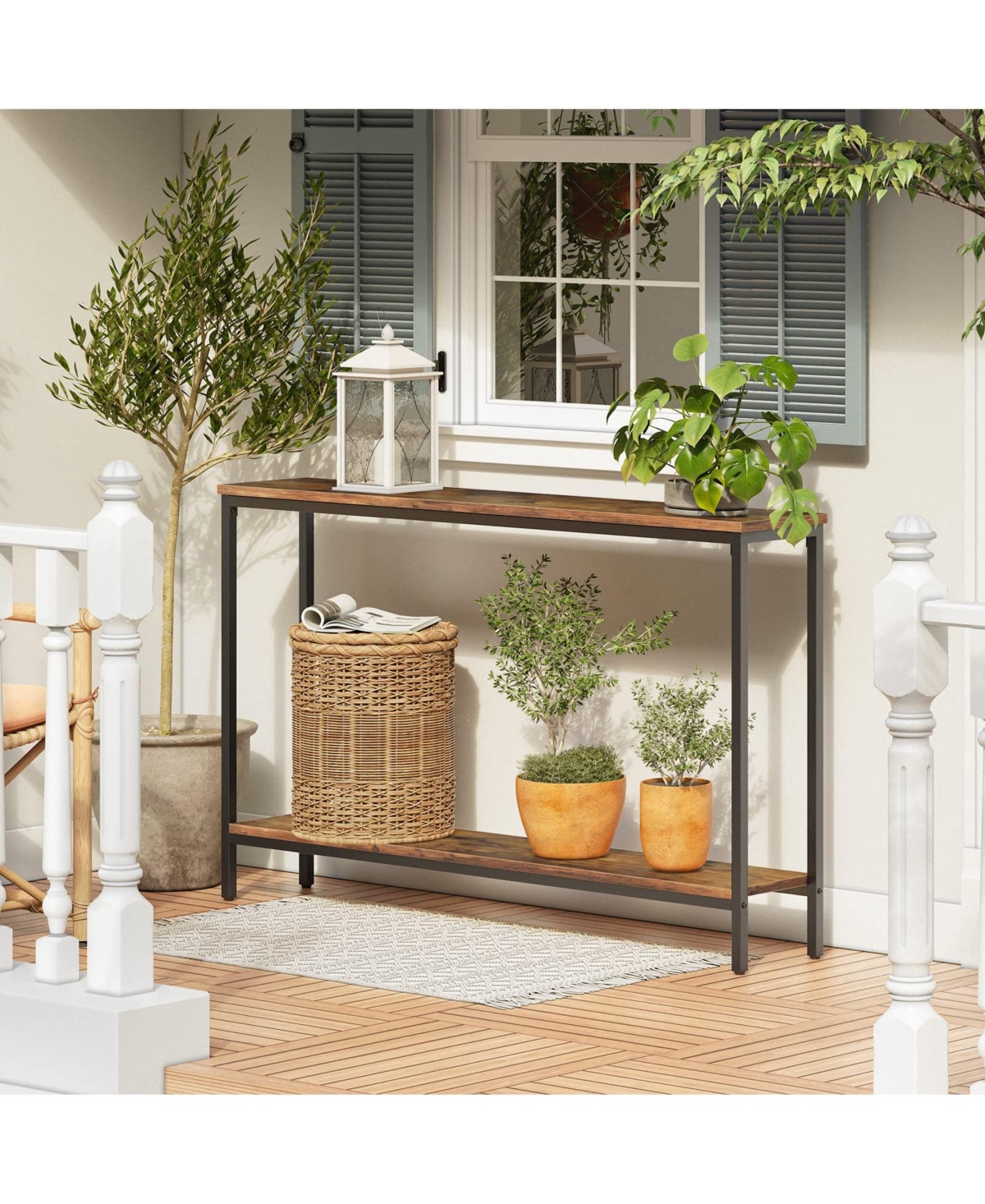 Slickblue Modern 47.2-Inch Narrow Entryway Table with Multi-Tier Shelves
