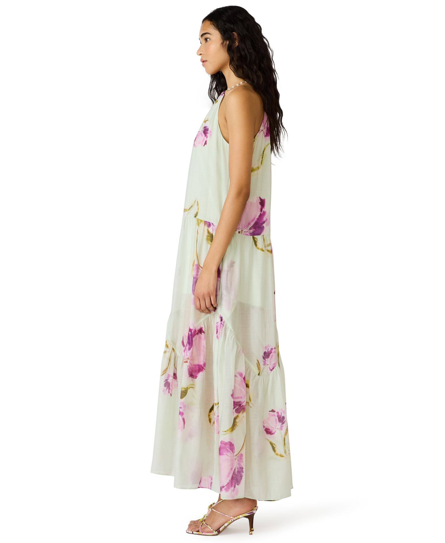 Jamie Floral-Print Halter Tiered Dress