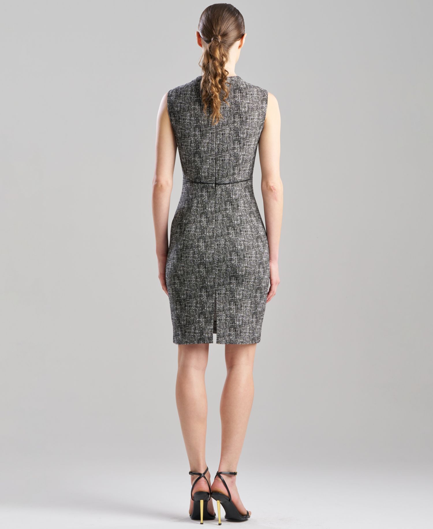 Women's Double Weave Jacquard Square Neck Sleeveless Dress