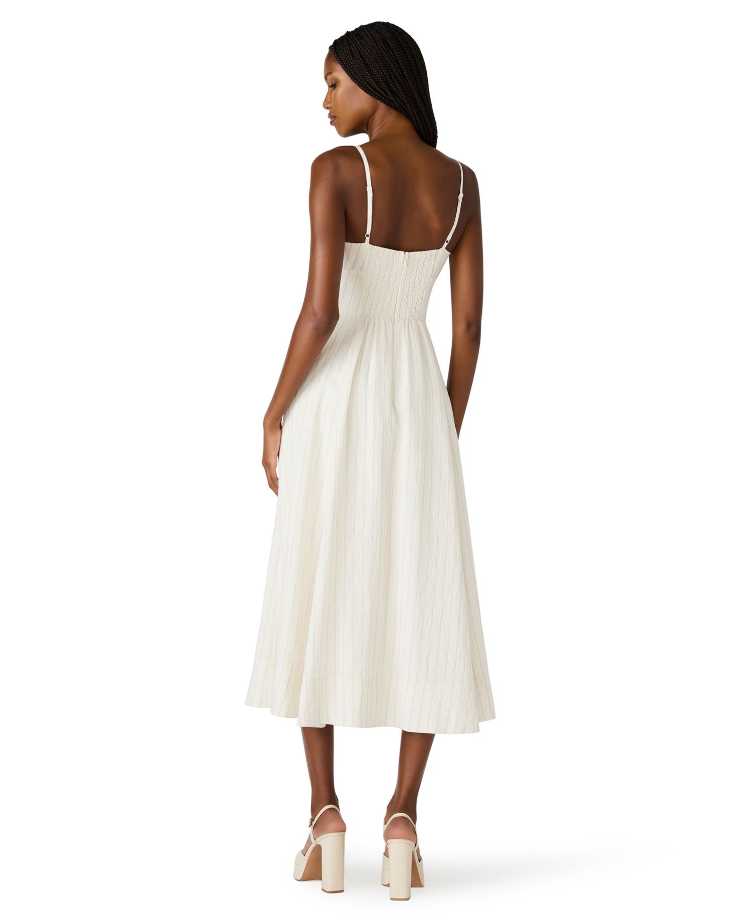 Sweetheart Sleeveless A-Line Bow-Front Midi Dress