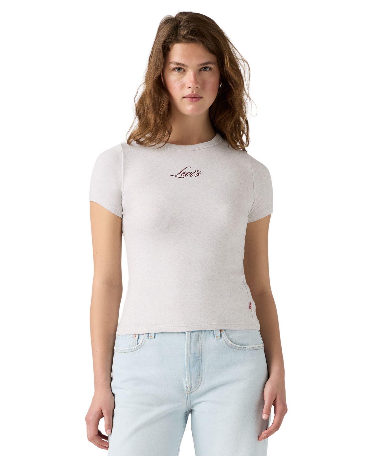 Women's Hayes Short-Sleeves Tee Rib-Knit Embroidered Logo T-Shirt