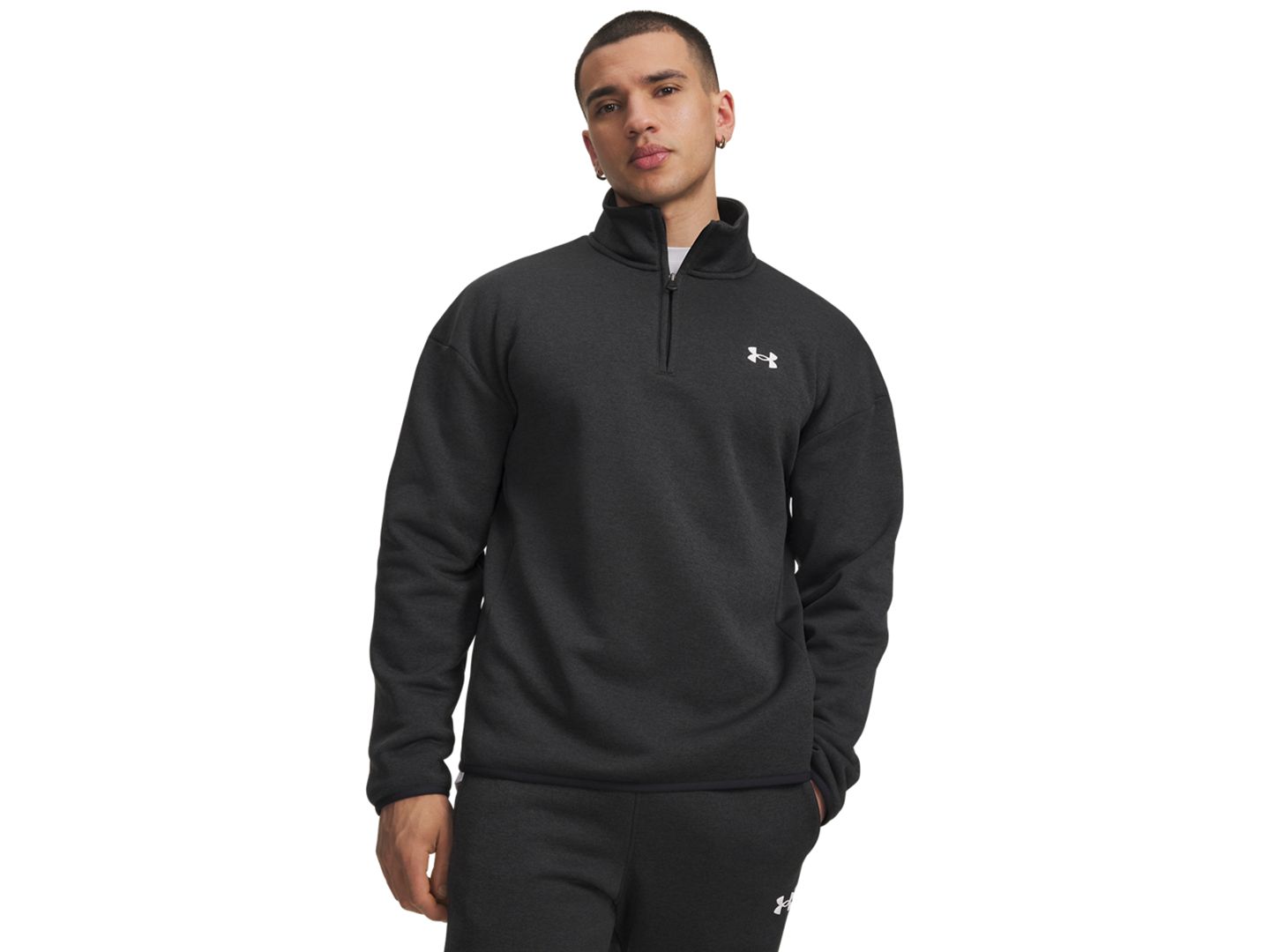 Мужская толстовка Under Armour Armour Fleece Twist, цвет: Чёрный / Белый — фото 1