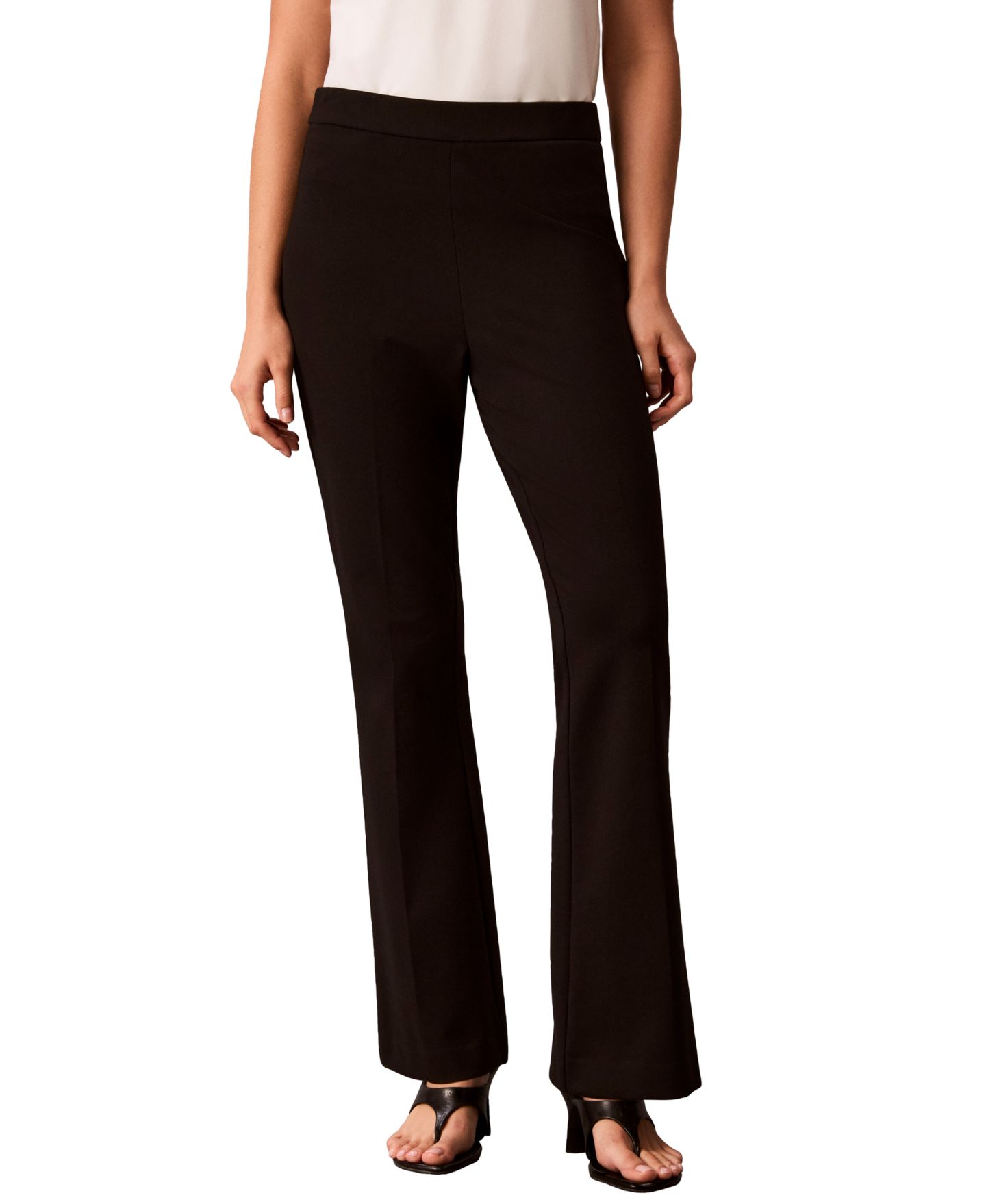 Женские брюки Calvin Klein High-Waisted Pull-On Bootcut, цвет: Чёрный — фото 1