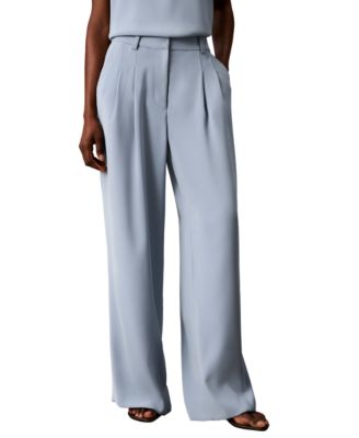 Women's High-Rise Double-Pleat Wide-Leg Pants
