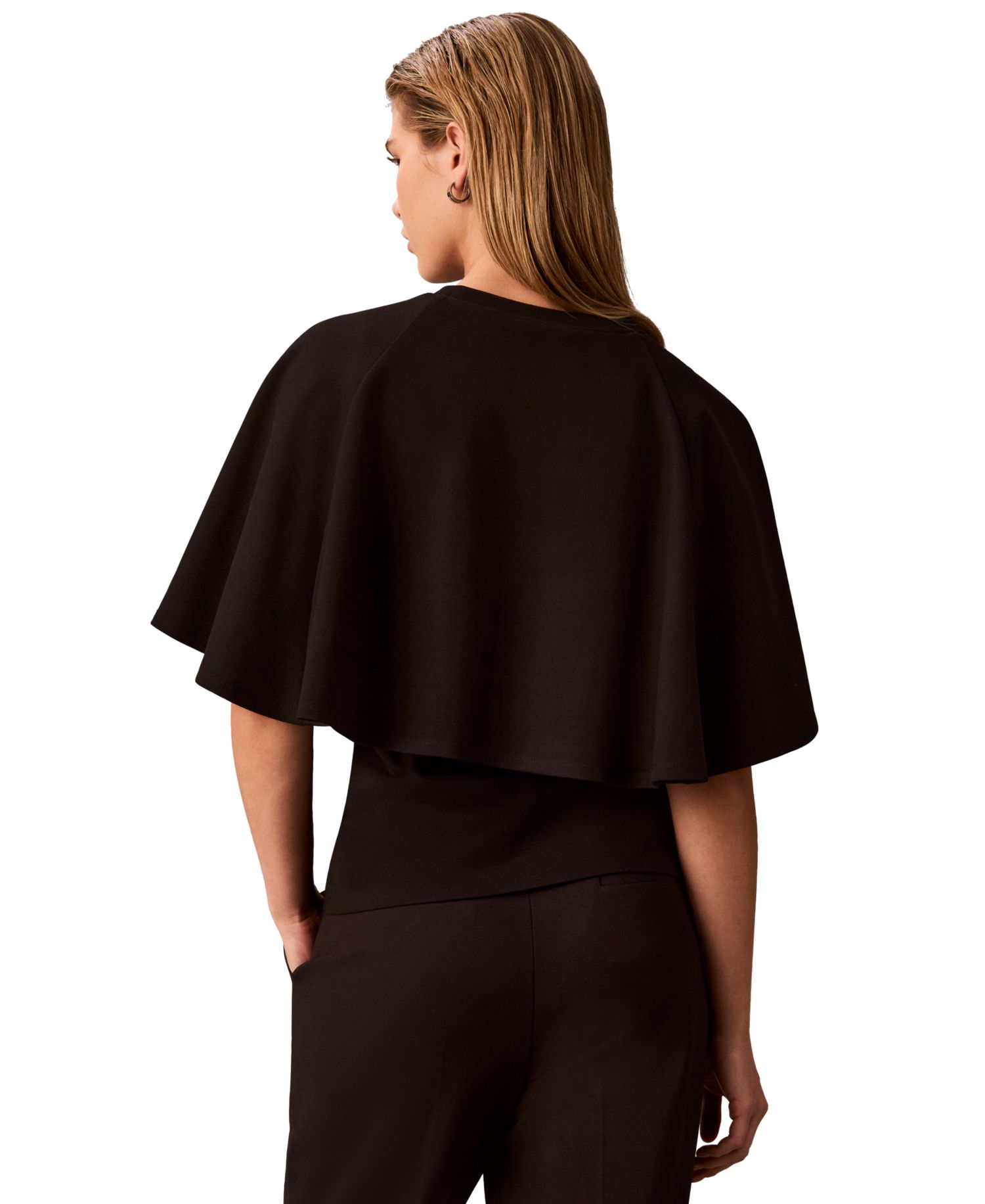 Women's Crewneck Short-Sleeve Cape-Sleeve Blouse