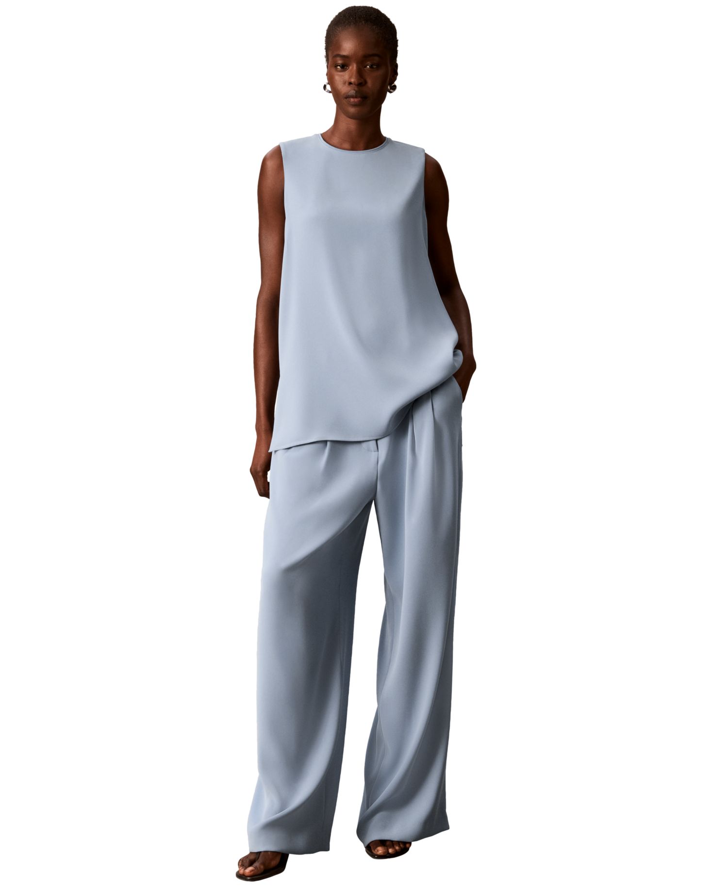 Women's Crewneck Sleeveless Side-Slit Top